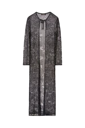 Black tie-neck long-sleeve cardi-coat FABIANA FILIPPI | MAD276F507D8645146